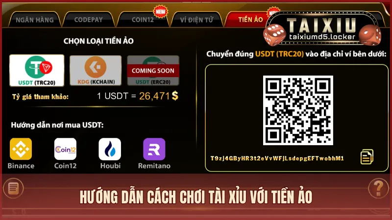 Nạp tiền với tiền ảo để thực hiện cách chơi Tài Xỉu tiền ảo tại cổng game uy tín