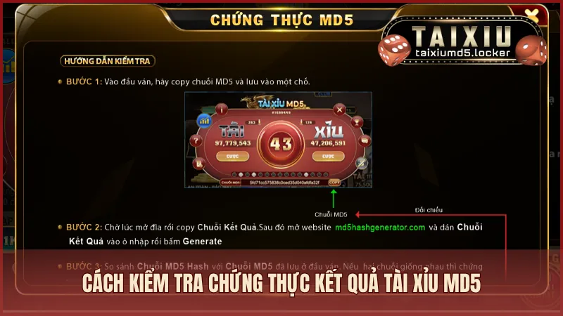 Cách kiểm tra chứng thực kết quả MD5 Tài Xỉu đơn giản