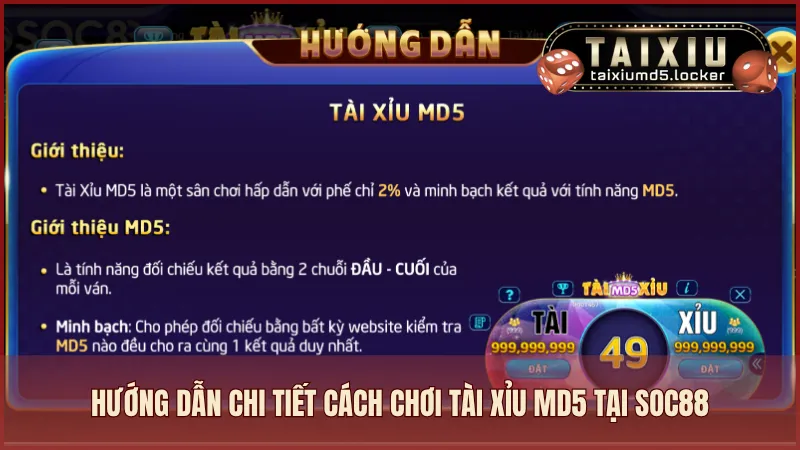 Hướng dẫn chi tiết cách chơi Tài Xỉu MD5 tại SOC88